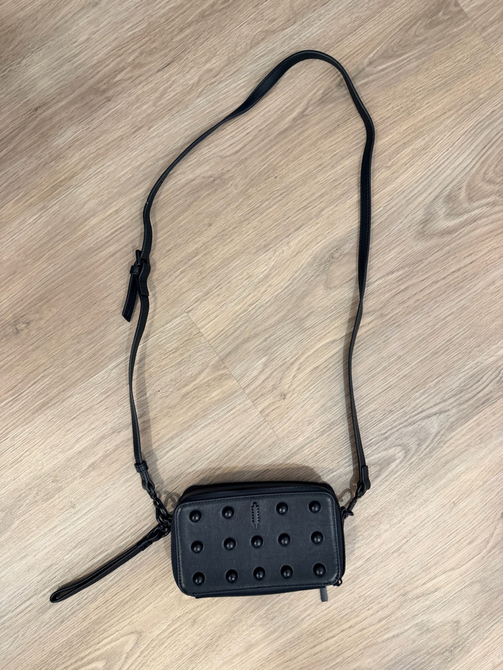 Black Stud-Detail Compact Crossbody Bag
